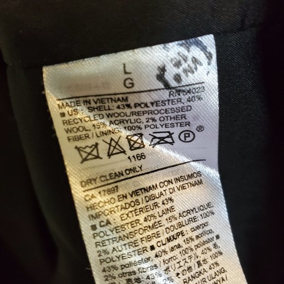 Women's Old Navy Black Pea coat. Size Large. Woold Blend. Peacoat. - Picture 3 of 4